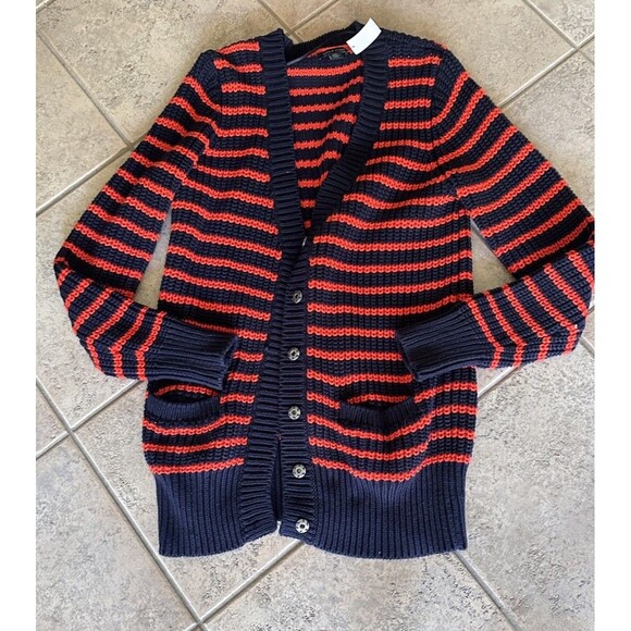 Tommy Hilfiger Womens Nordic Cable Knit Cardigan Size  L/G  Orange/ Navy - Picture 3 of 10